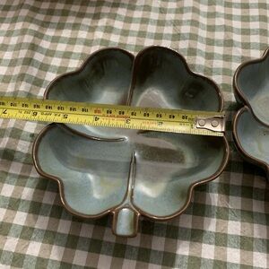 Vintage Frankoma Clover Dish - Green and Brown